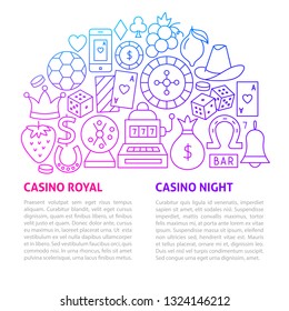Casino Line Template. Vector Illustration of Outline Design.