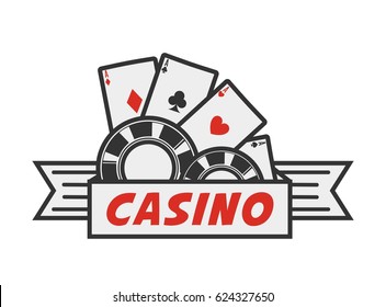 Logotipo del casino con tarjetas y fichas