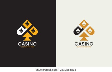 Casino logo conceito casino design símbolo ícone símbolo vencedor jogar clube sucesso modelo 