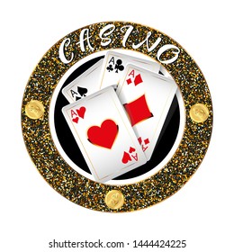 Casino logo design, colorful gambling emblem, label, badge, vector Illustration