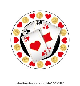 Casino logo design, colorful gambling emblem, label, badge, vector Illustration