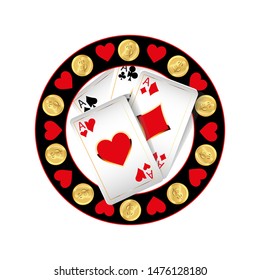 Casino logo design, colorful gambling emblem, label, badge, vector Illustration