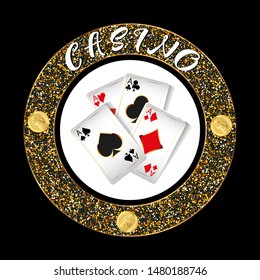 Casino logo design, colorful gambling emblem, label, badge, vector Illustration