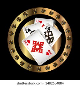 Casino logo design, colorful gambling emblem, label, badge, vector Illustration