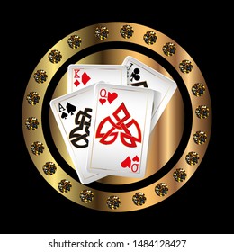 Casino logo design, colorful gambling emblem, label, badge, vector Illustration