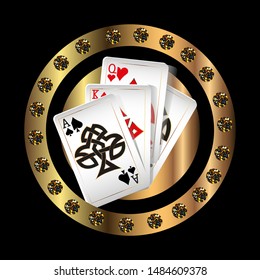 Casino logo design, colorful gambling emblem, label, badge, vector Illustration