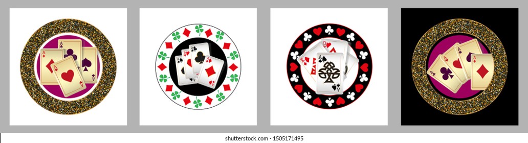 Casino logo design, colorful gambling emblem, label, badge, vector Illustration