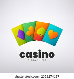 Casino Logo Design, Creative Gambling Concept, Vector Illustration