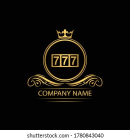 casino logo template luxury royal vector company  seven, symbol of gambling  emblem with crown  