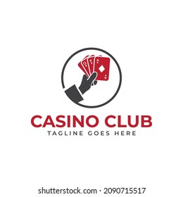 casino logo template playing cards in hands logo vector