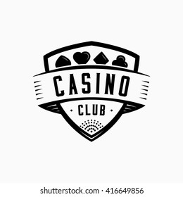 Casino logo. Vector and illustration. Casino shield vintage design logo template.