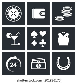 Casino and luck icon set