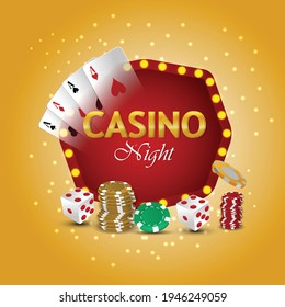 Casino luxury vip invitation card with playing cards and casino chips