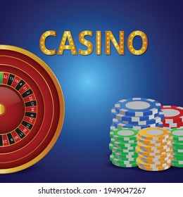 Casino luxury vip invitation card with playing cards and casino chips