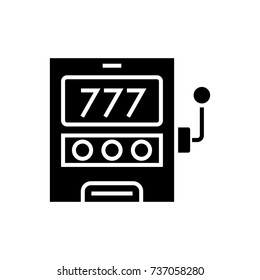 casino machine - luck icon, vector illustration, black sign on isolated background