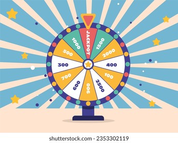 Casino machine slot jackpot wheel roulette fortune spin concept. Vector flat graphic design illustration
