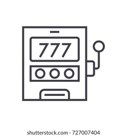 casino machine,luck vector line icon, sign, illustration on background, editable strokes
