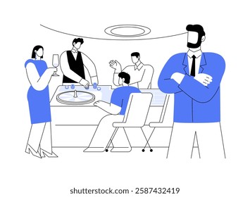 Casino management isolated cartoon vector illustrations. Serious professional casino manager monitoring casino area, supervising position, gaming industry, customer satisfaction vector cartoon.