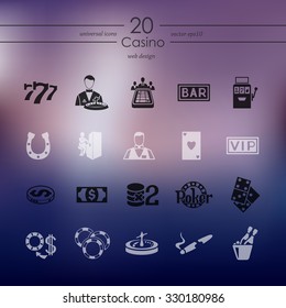casino modern icons for mobile interface on blurred background