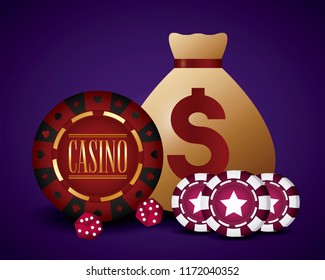 casino and money bag design
