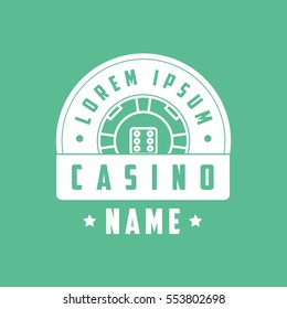 Casino Name Emblem Flat Icon On Green Background