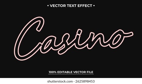Casino Neon light text effect editable text