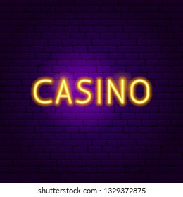 Casino Neon Sign. Vector Illustration of Game Promotion.