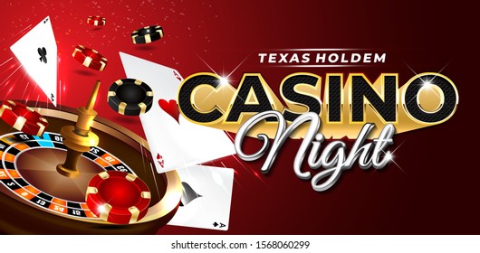 Casino Night Background With Element Coin And Card 