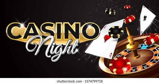 Casino Night Background With Element Coin And Card 