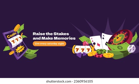 casino night background. casino background. poker chips, tokens, dice, playing cards background. Cartoon Vector illustration for casino, game design, flyer, poster, banner, web, advertising. Blackjack