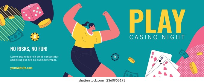 casino night background. casino background. poker chips, tokens, dice, playing cards background. Cartoon Vector illustration for casino, game design, flyer, poster, banner, web, advertising. Blackjack