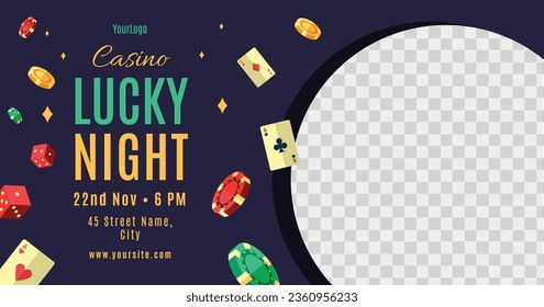 casino night background. casino background. poker chips, tokens, dice, playing cards background. Cartoon Vector illustration for casino, game design, flyer, poster, banner, web, advertising. Blackjack