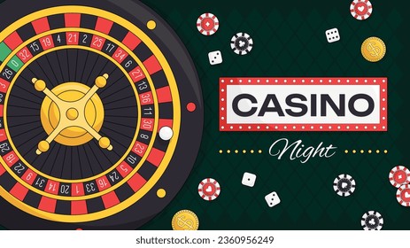 casino night background. casino background. poker chips, tokens, dice, playing cards background. Cartoon Vector illustration for casino, game design, flyer, poster, banner, web, advertising. Blackjack