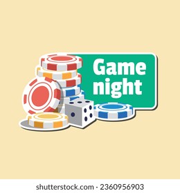casino night background. casino background. poker chips, tokens, dice, playing cards background. Cartoon Vector illustration for casino, game design, flyer, poster, banner, web, advertising. Blackjack