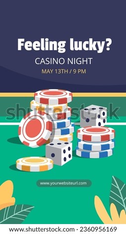casino night background. casino background. poker chips, tokens, dice, playing cards background. Cartoon Vector illustration for casino, game design, flyer, poster, banner, web, advertising. Blackjack