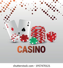 Casino night game with creative cards, chips and dice