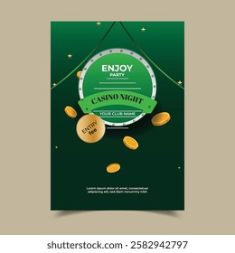 Casino Night Vertical Poster Template Vector Illustration