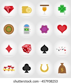 casino objects and equipment flat icons illustration isolated on background