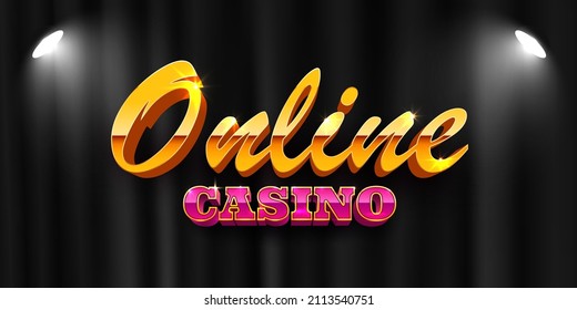 Casino online banner. Sign with golden letters. Vector illustration