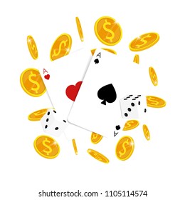 casino online card & dice coins vector