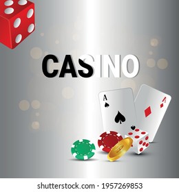 Casino online gambling game with creative casino chips and gold coin