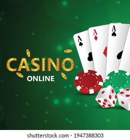 Casino online gambling game with playing cards and casino chips