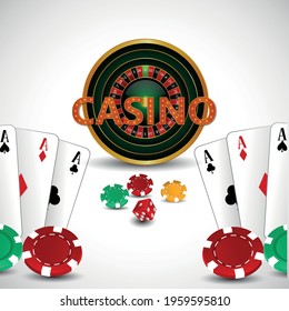 Casino online game with creative playing card , roulette machine and dice