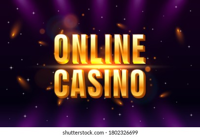 Casino online play now slots golden coins, casino slot sign machine, night jackpot Vegas. Vector illustration