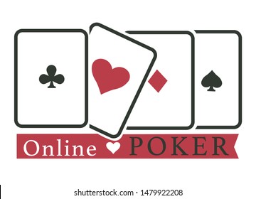 Casino online poker club gambling games play cards isolated icon blackjack web service or Internet site emblem, or logo money stakes and betting clubs and hearts spades and diamonds biscuits win