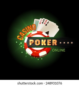 Casino online poker traditional cards set for safe gambling getting cash money internet design poster vector illustration