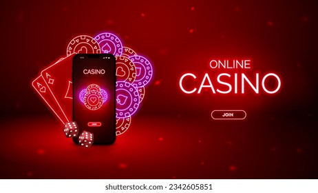 Casino online red banner. Vector illustration