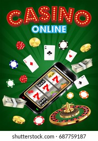 casino online smartphone with dice card roulette