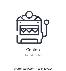 casino outline icon. isolated line vector illustration from united states collection. editable thin stroke casino icon on white background