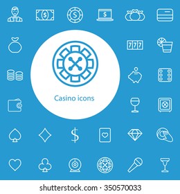 casino outline, thin, flat, digital icon set for web and mobile